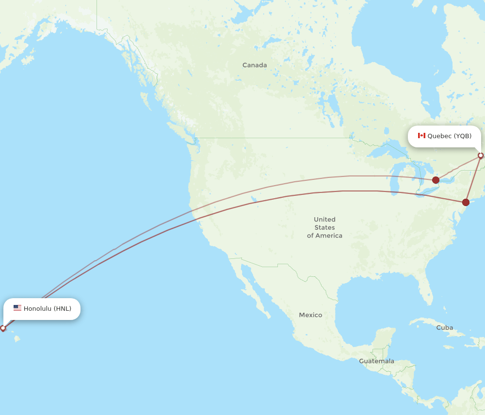 HNL to YQB flights and routes map