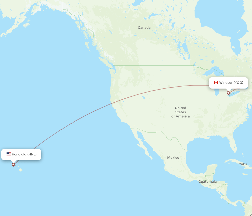 HNL-YQG flight routes