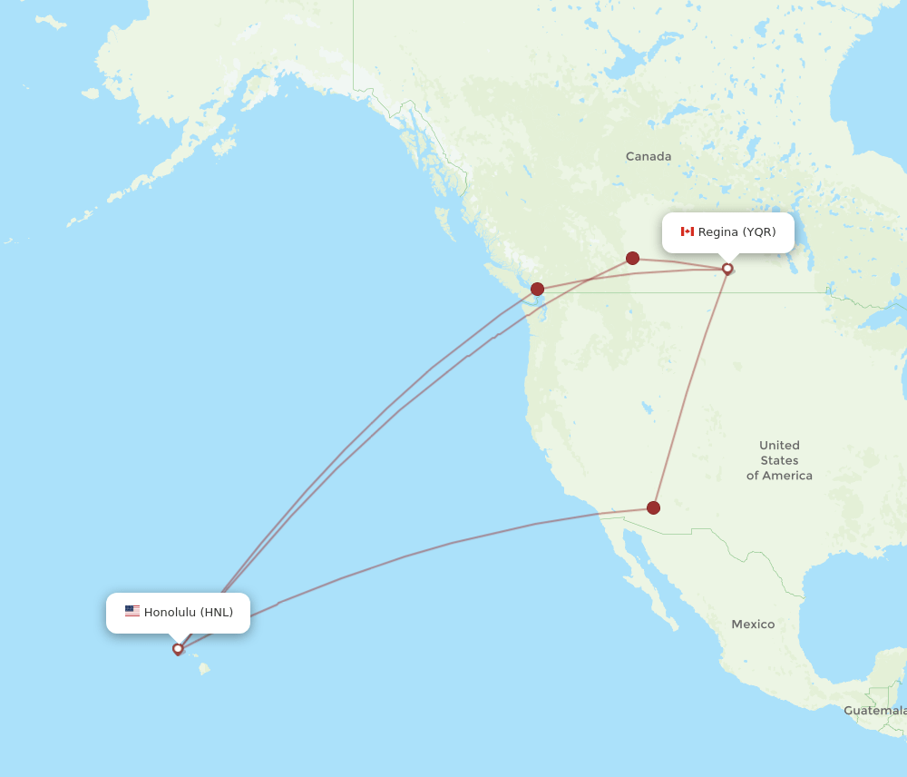 HNL-YQR flight routes