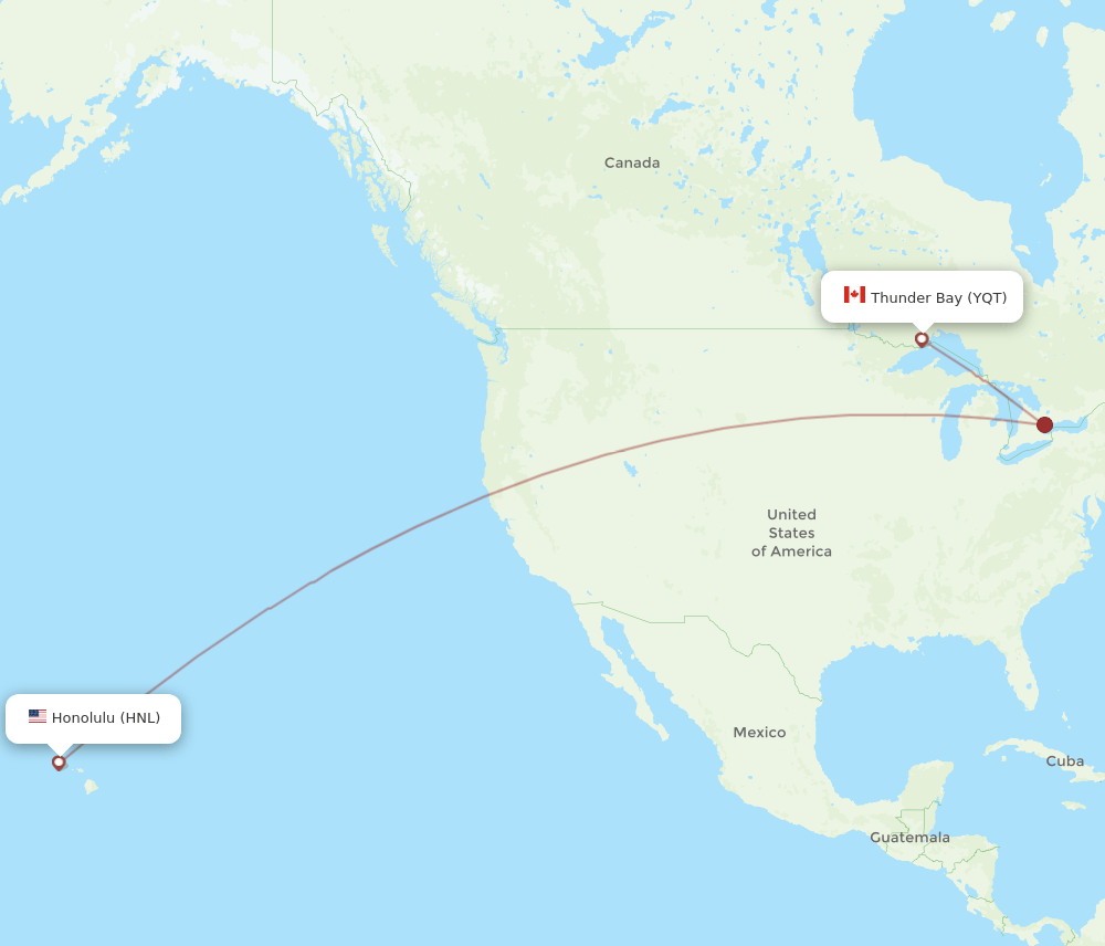 HNL-YQT flight routes