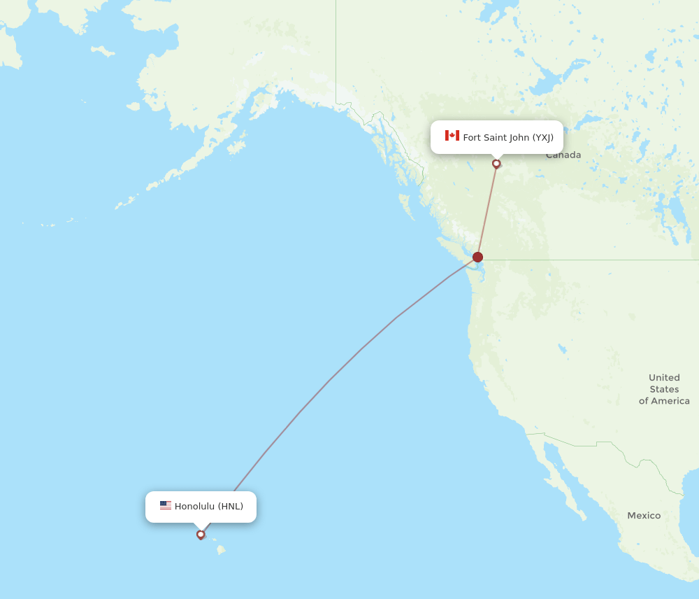 HNL-YXJ flight routes