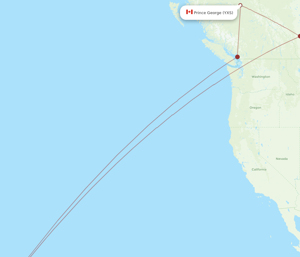 HNL to YXS flights and routes map