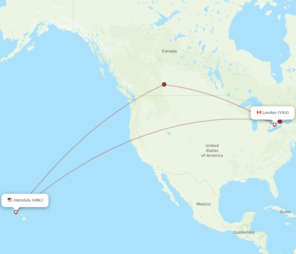 HNL-YXU flight routes
