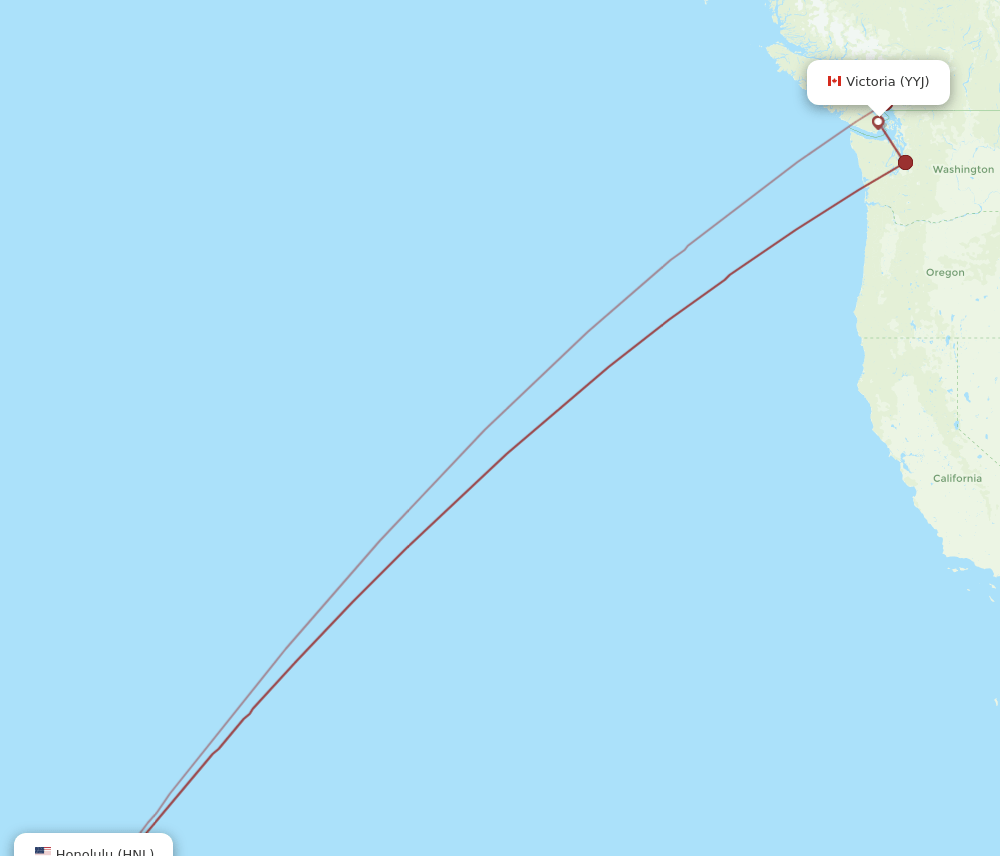 HNL-YYJ flight routes