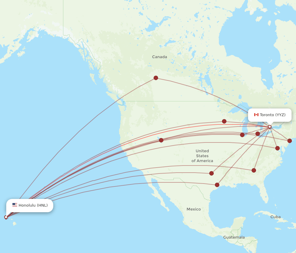 HNL-YYZ flight routes