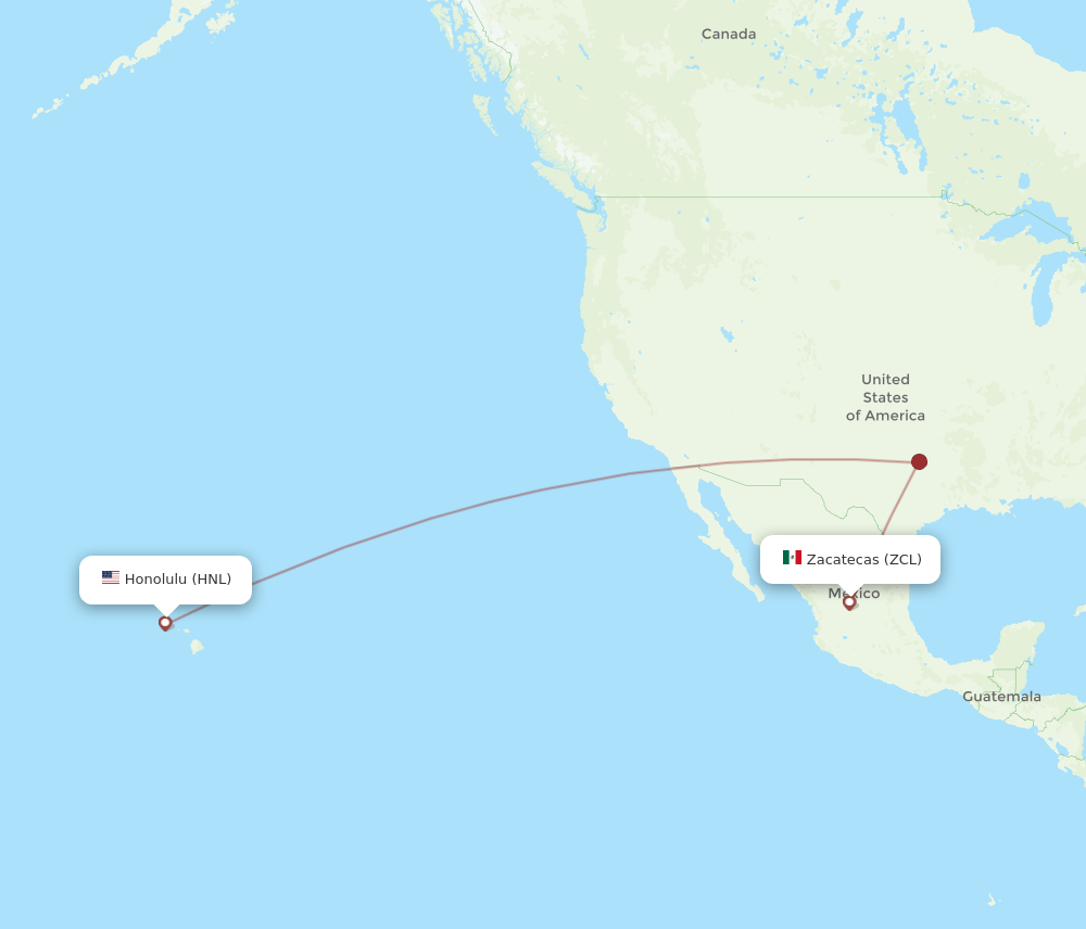 HNL-ZCL flight routes