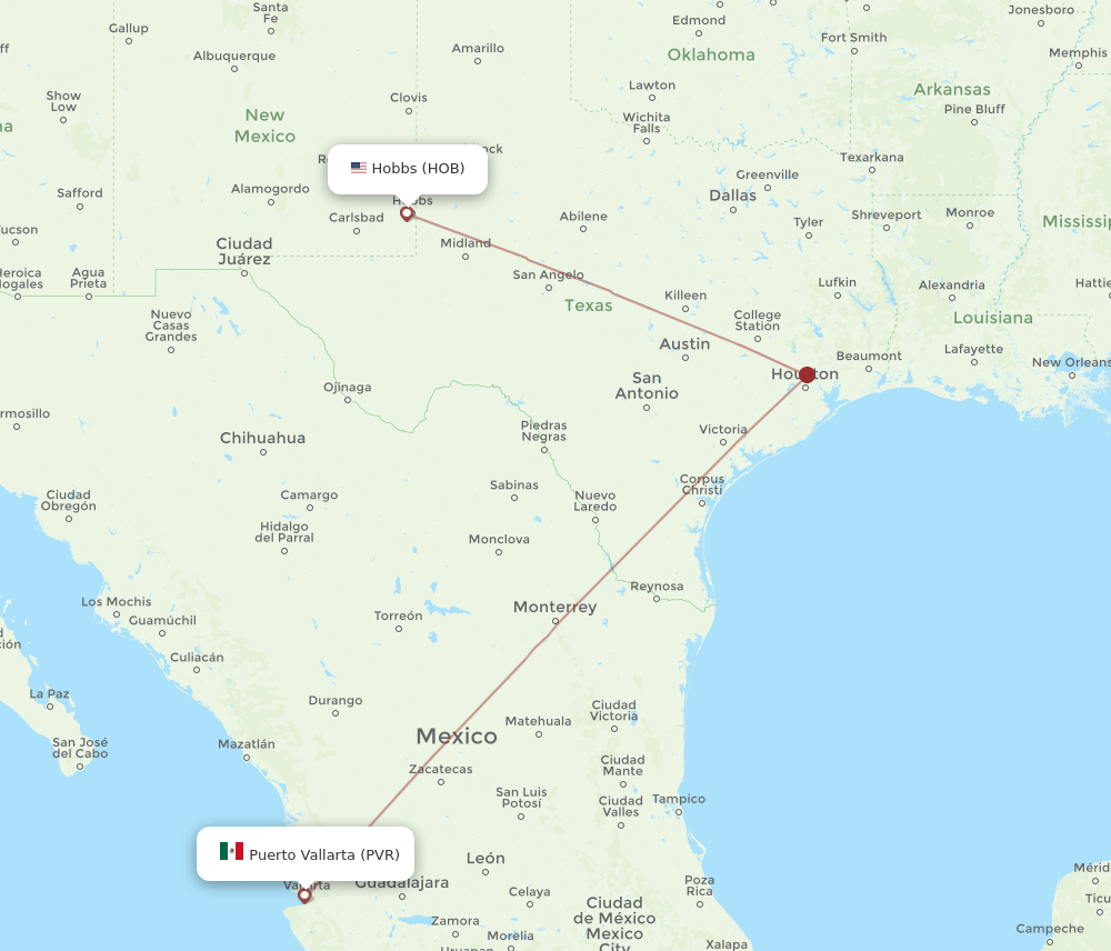 HOB-PVR flight routes