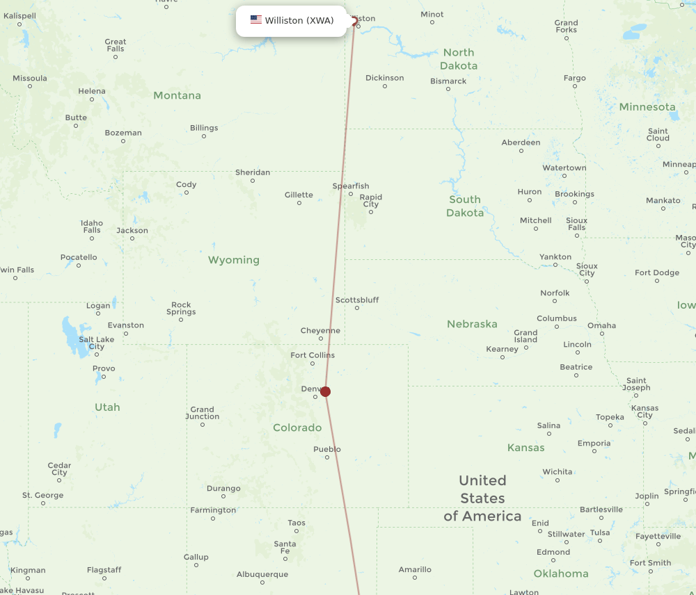 Williston - Hobbs route map and flight paths