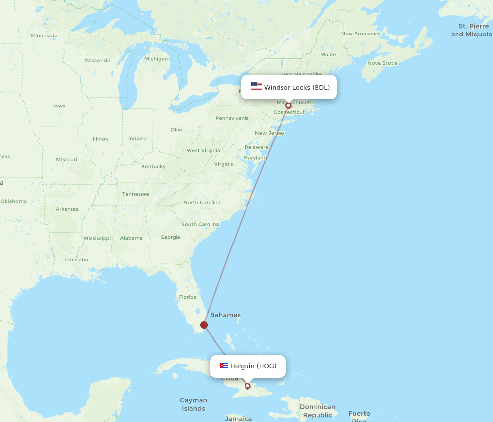 HOG-BDL flight routes
