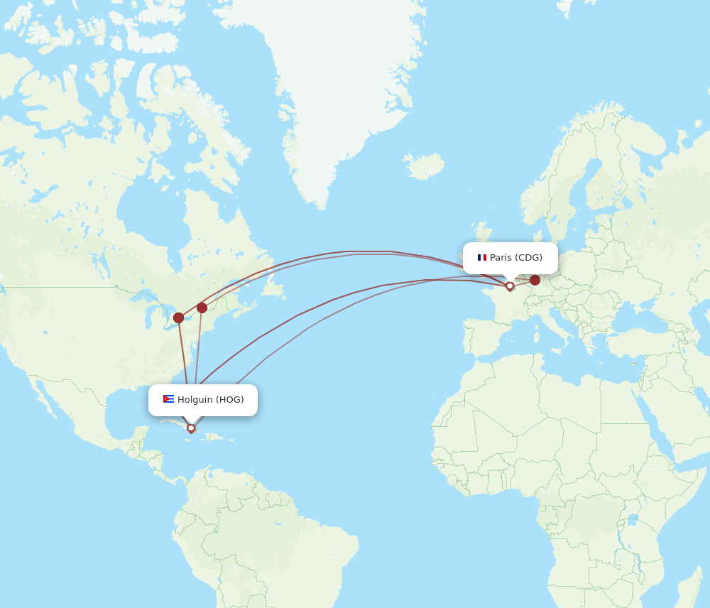 HOG-CDG flight routes