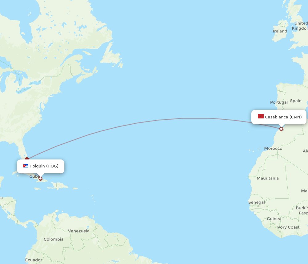 HOG-CMN flight routes
