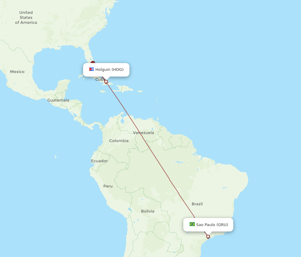 HOG-GRU flight routes