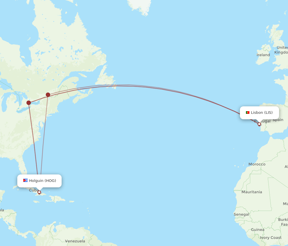 HOG-LIS flight routes
