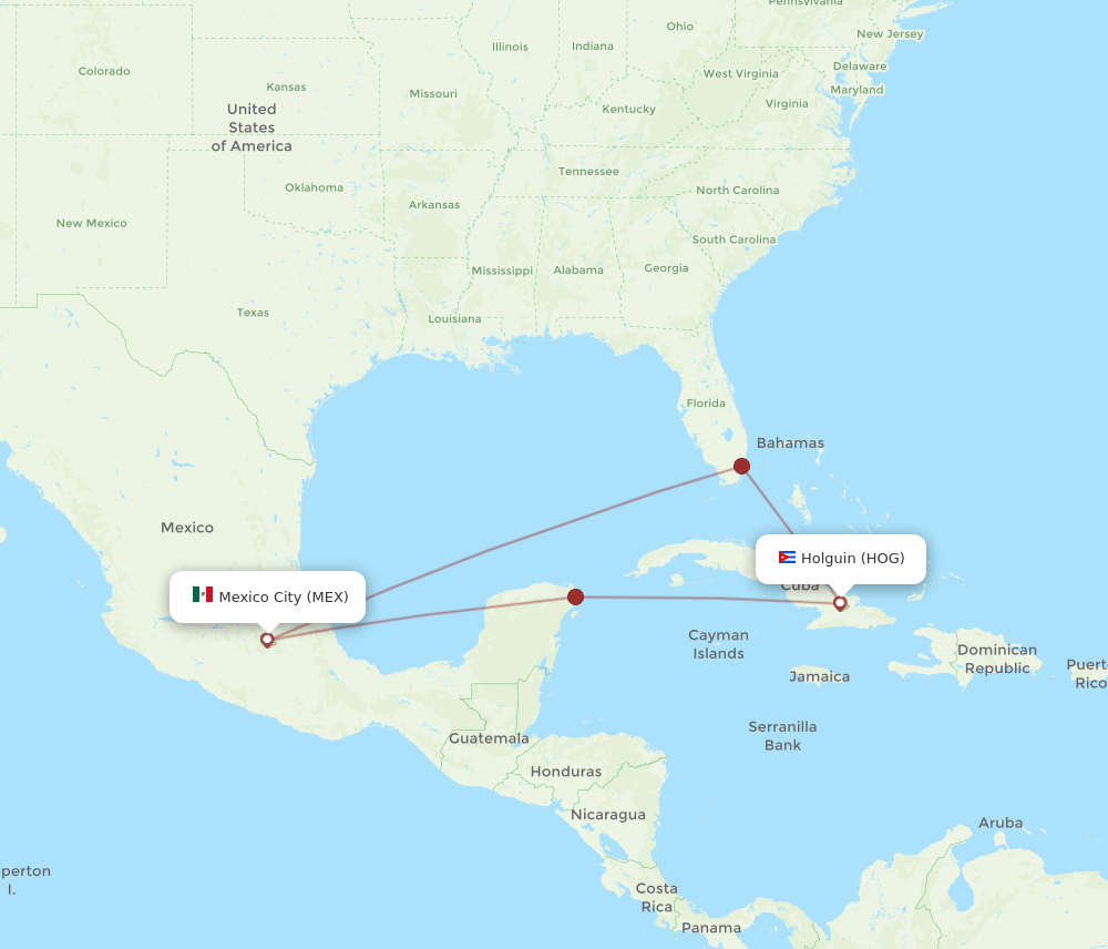 HOG-MEX flight routes