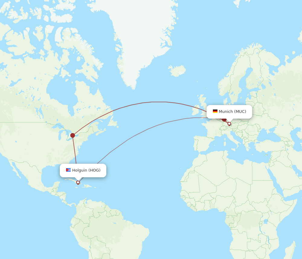 HOG-MUC flight routes