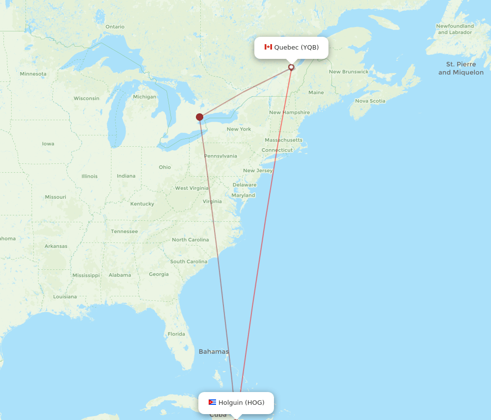 HOG-YQB flight routes