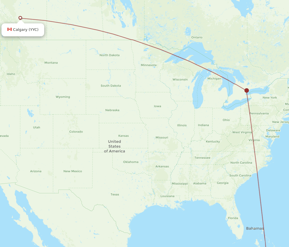 HOG-YYC flight routes