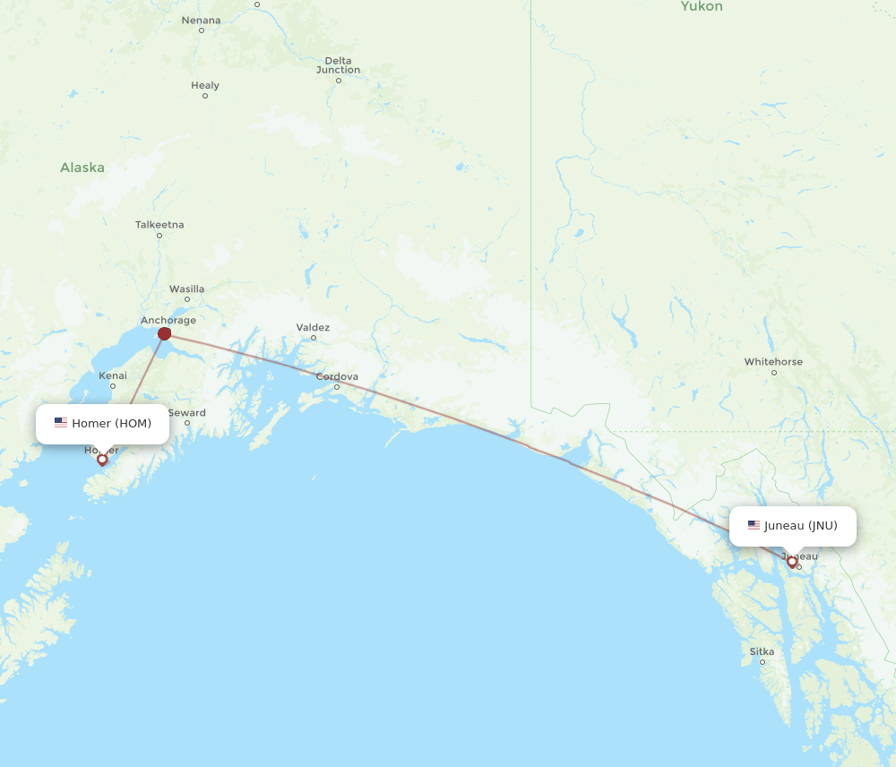 HOM-JNU flight routes