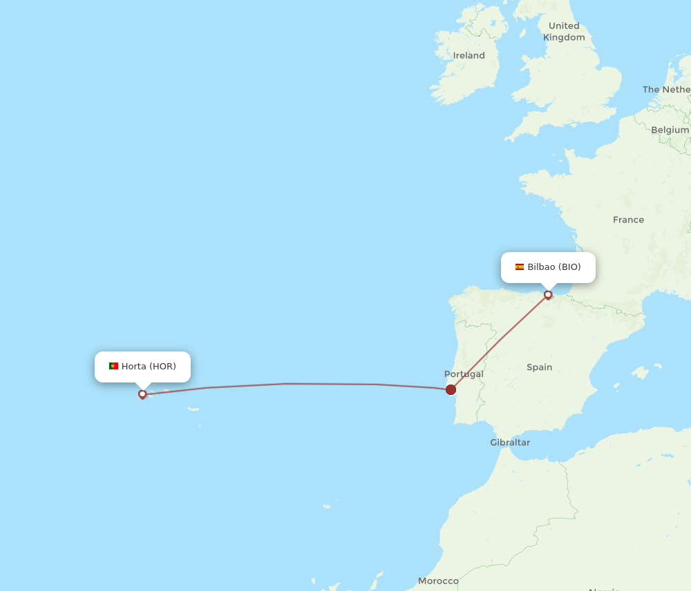 HOR to BIO flights and routes map