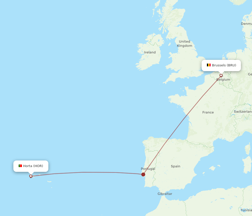 HOR-BRU flight routes