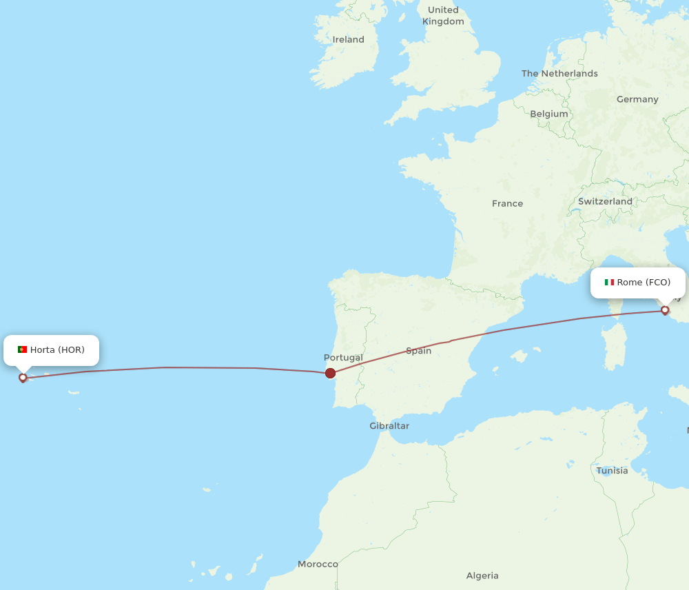 HOR to FCO flights and routes map