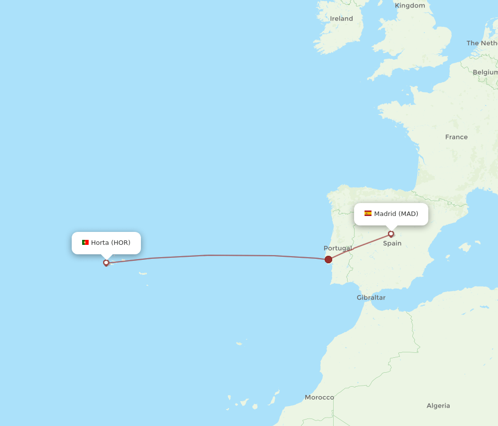 HOR to MAD flights and routes map