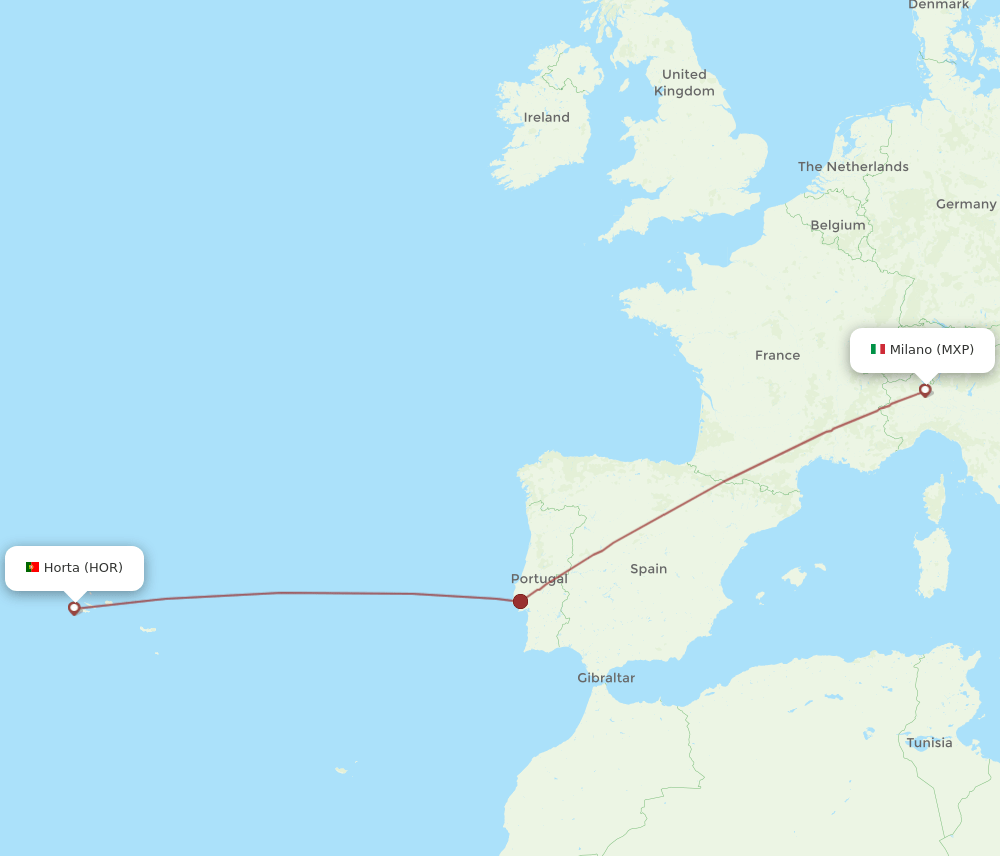 HOR to MXP flights and routes map
