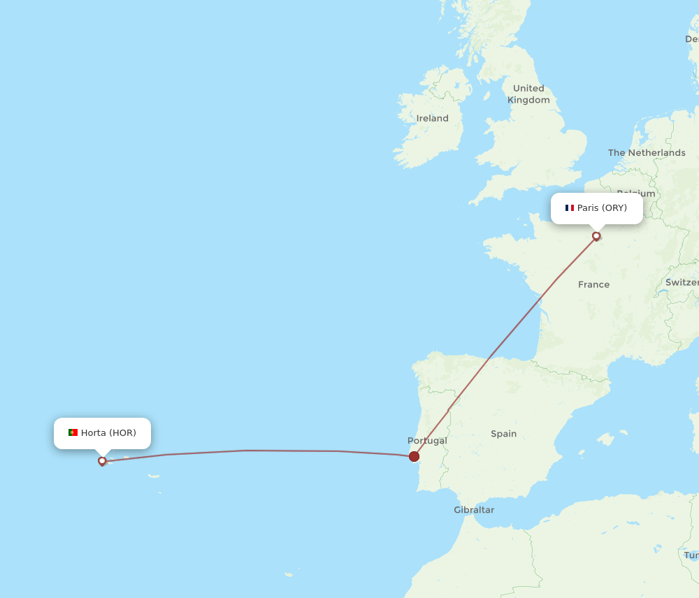 HOR to ORY flights and routes map