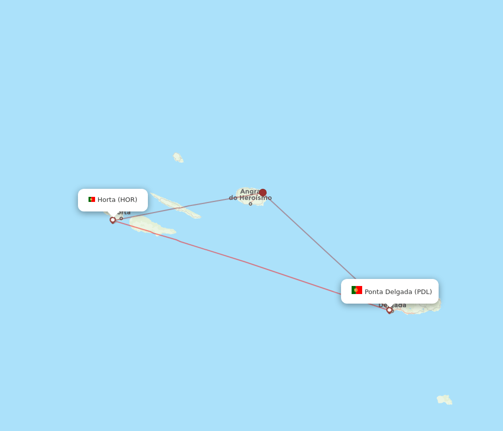 HOR to PDL flights and routes map