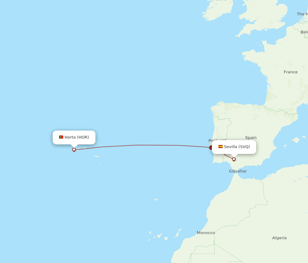 HOR to SVQ flights and routes map