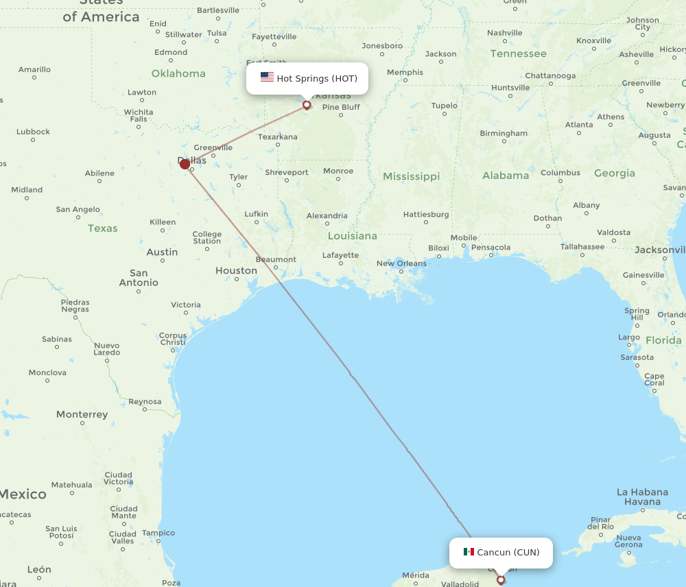 HOT-CUN flight routes