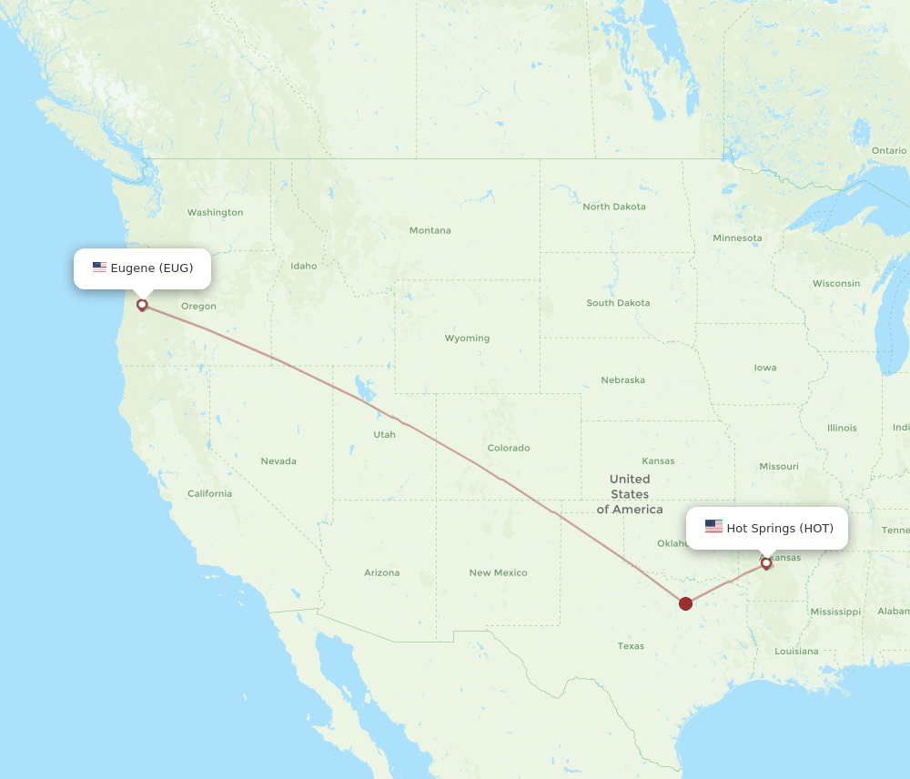 Eugene - Hot Springs route map and flight paths