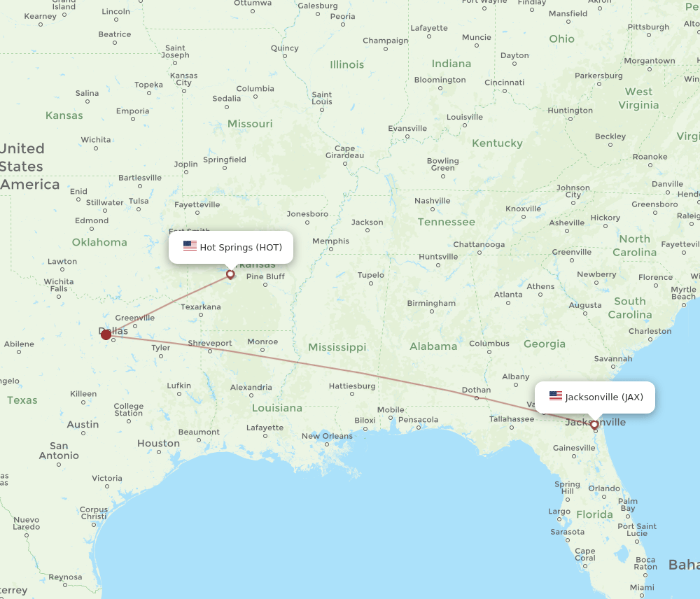 HOT-JAX flight routes