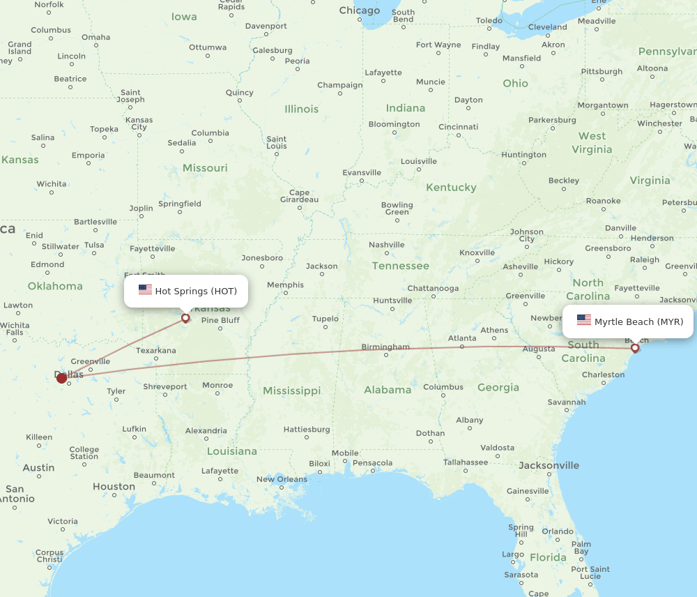 HOT-MYR flight routes