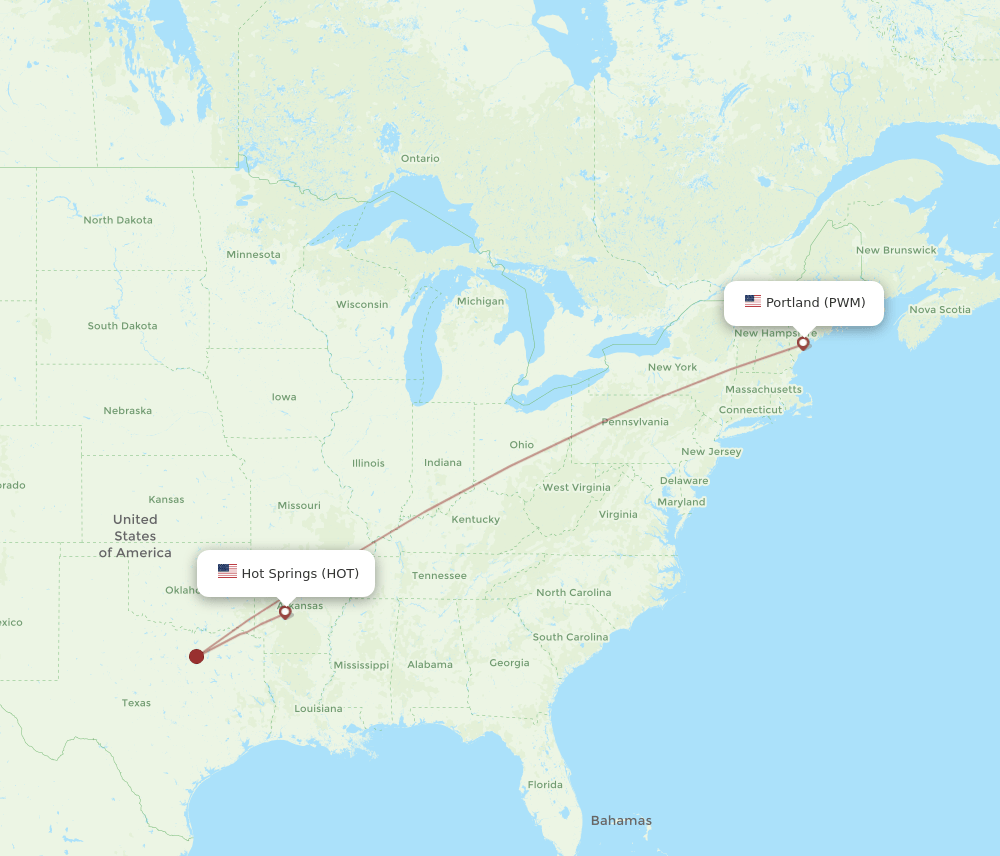 Portland - Hot Springs route map and flight paths