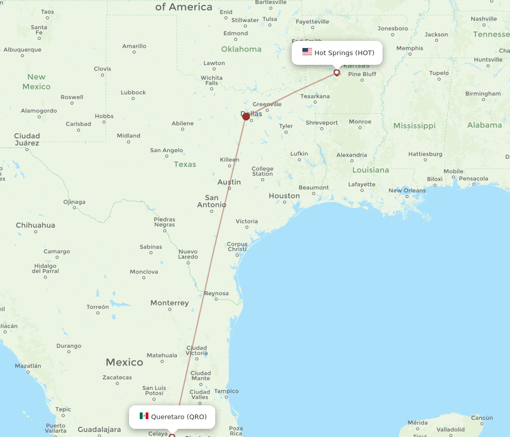 HOT-QRO flight routes