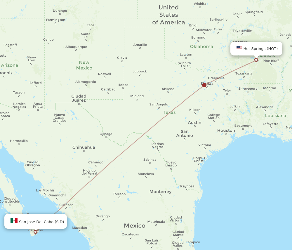 HOT-SJD flight routes