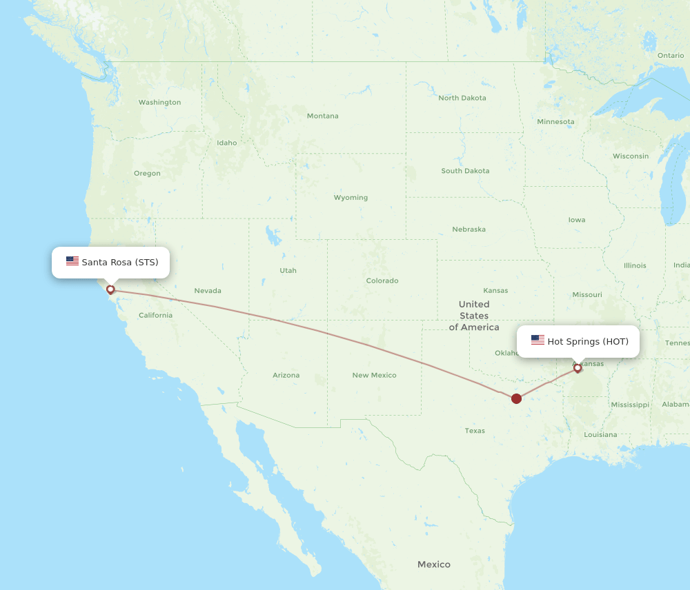 Santa Rosa - Hot Springs route map and flight paths