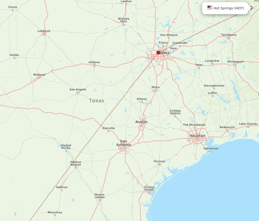 Torreon - Hot Springs route map and flight paths