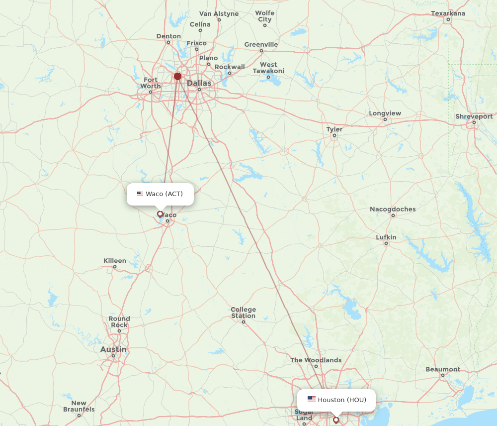 HOU-ACT flight routes