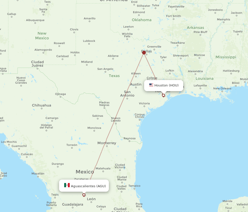 HOU-AGU flight routes