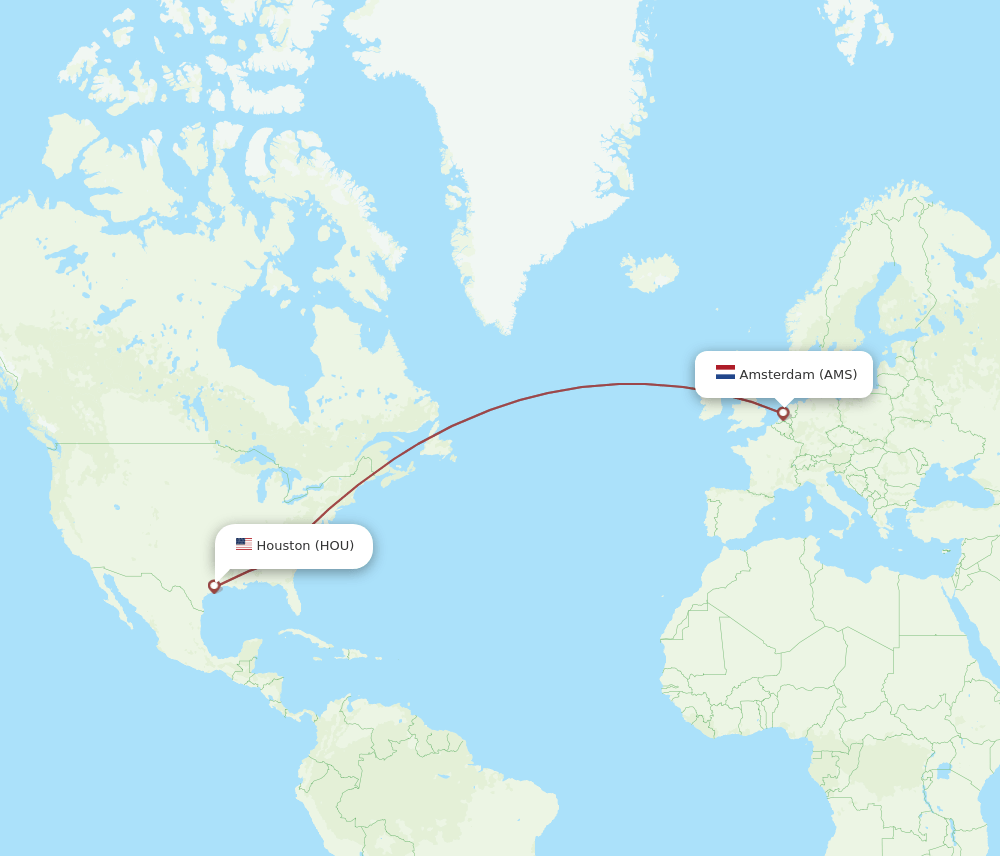 HOU-AMS flight routes