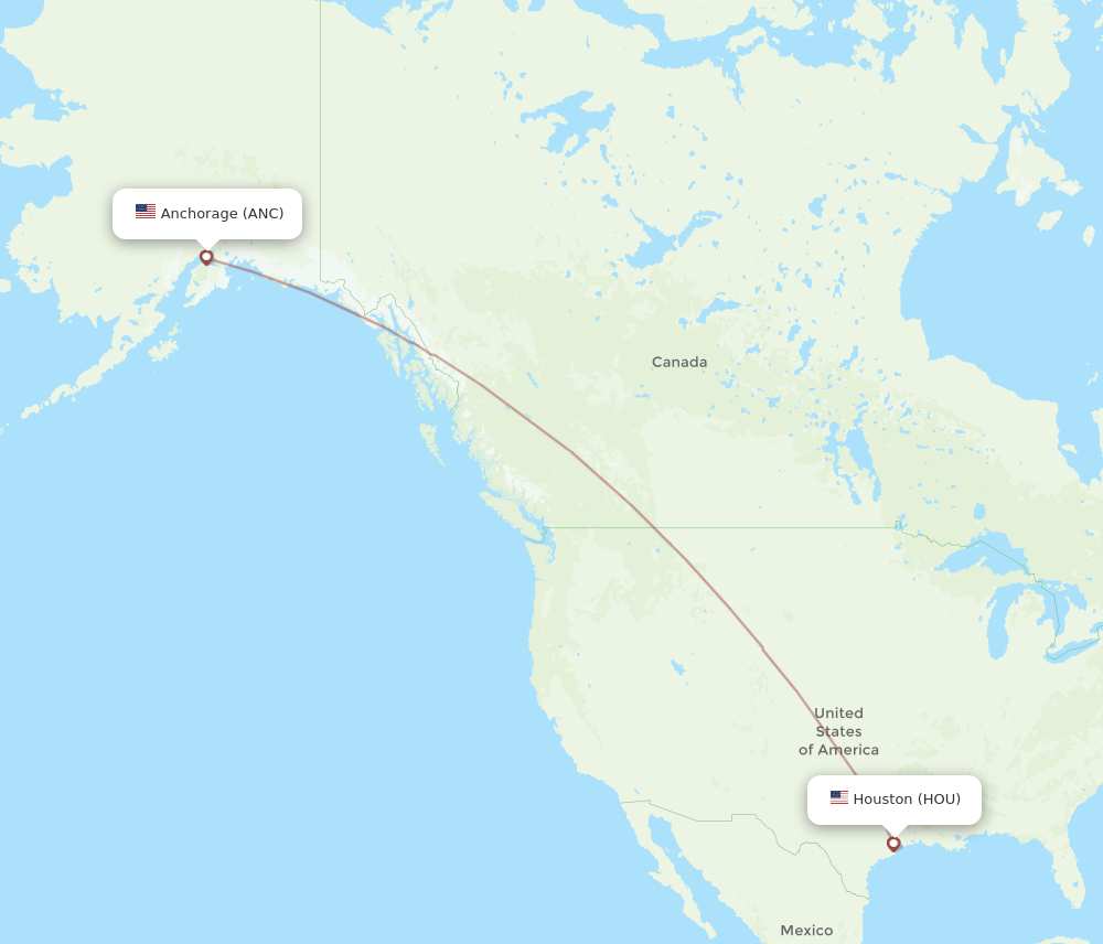 HOU-ANC flight routes