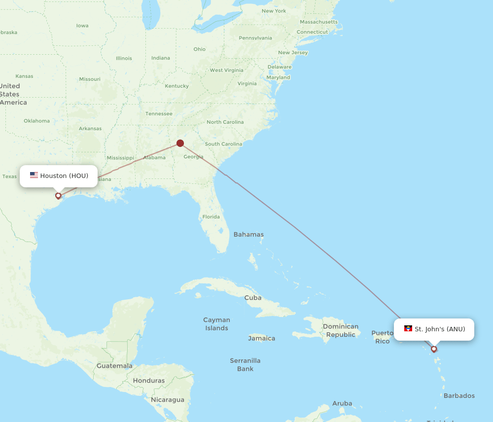 HOU-ANU flight routes