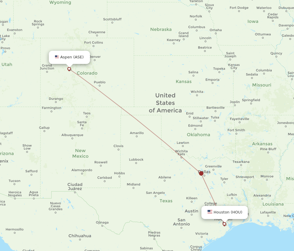 HOU-ASE flight routes