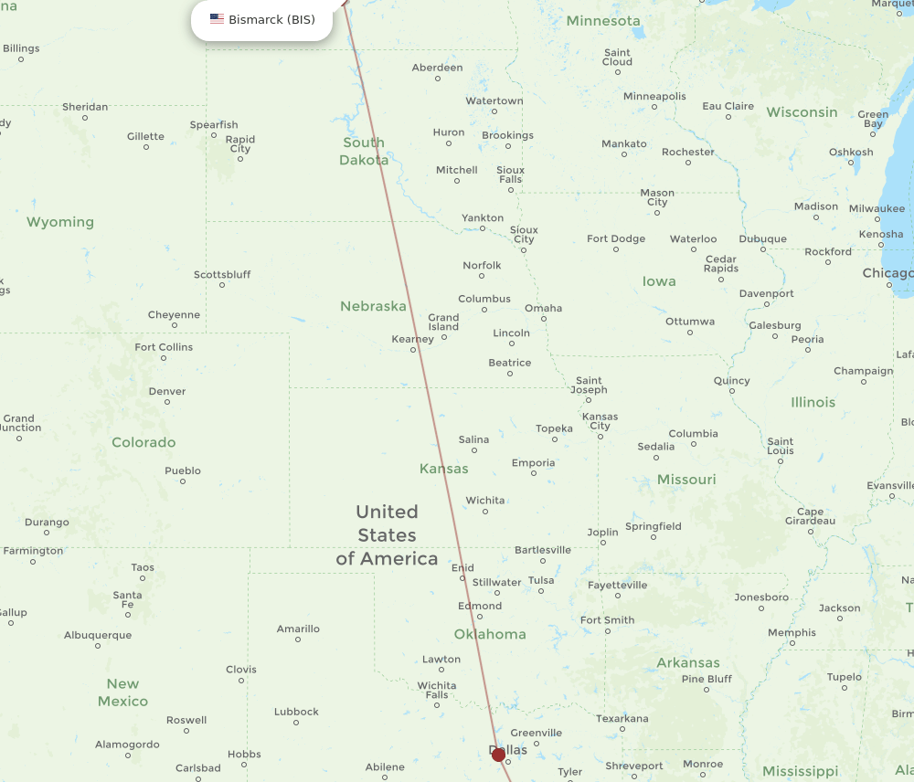 HOU-BIS flight routes