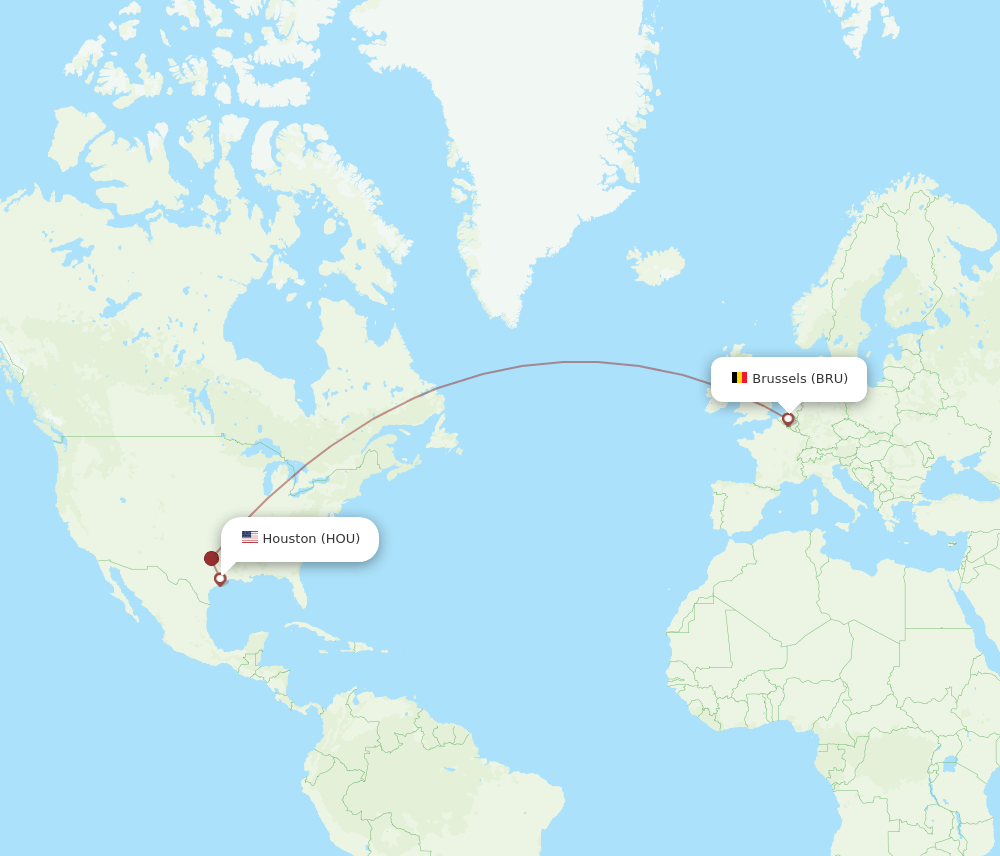 HOU-BRU flight routes