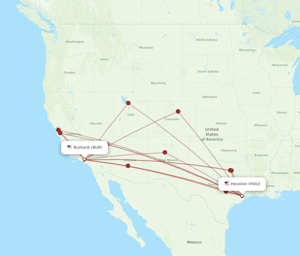 HOU-BUR flight routes
