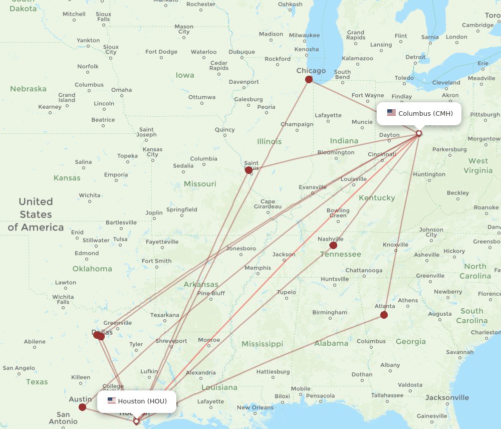 HOU-CMH flight routes
