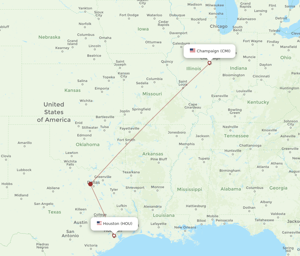 HOU-CMI flight routes